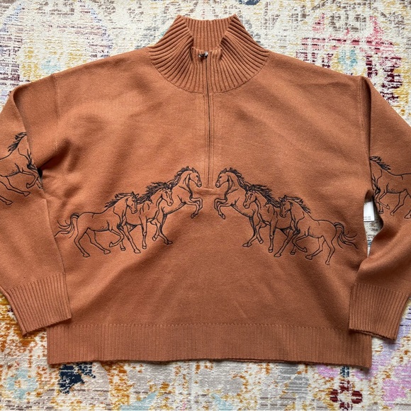 The Montana Mock Neck Half Zip Sweater by Maeve exclusively for Anthropologie - Picture 6 of 10